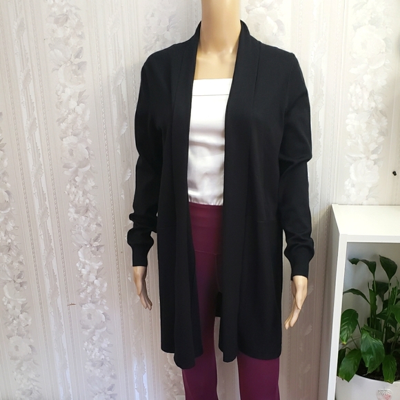 Pointelle Sweaters - Pointelle Open Front Duster Cardigan